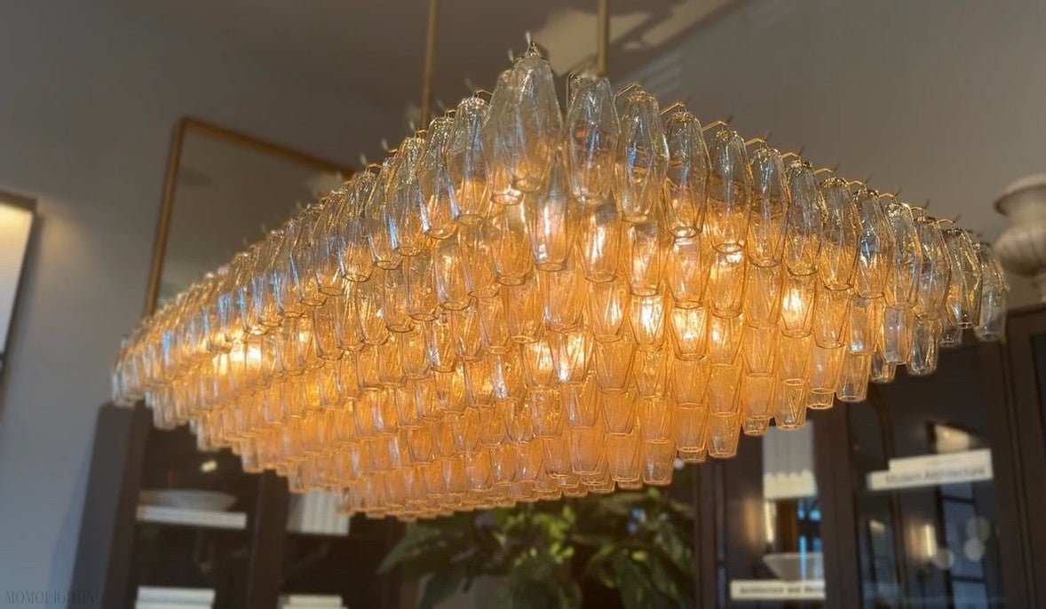 Chiara Glass Tiered Rectangular Chandelier 54"W-Nobipets