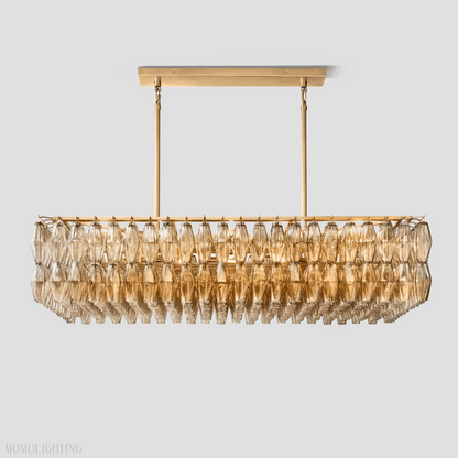 Chiara Glass Tiered Rectangular Chandelier 54"W-Nobipets