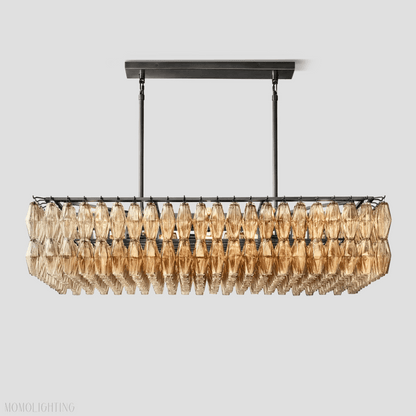 Chiara Glass Tiered Rectangular Chandelier 54"W-Nobipets