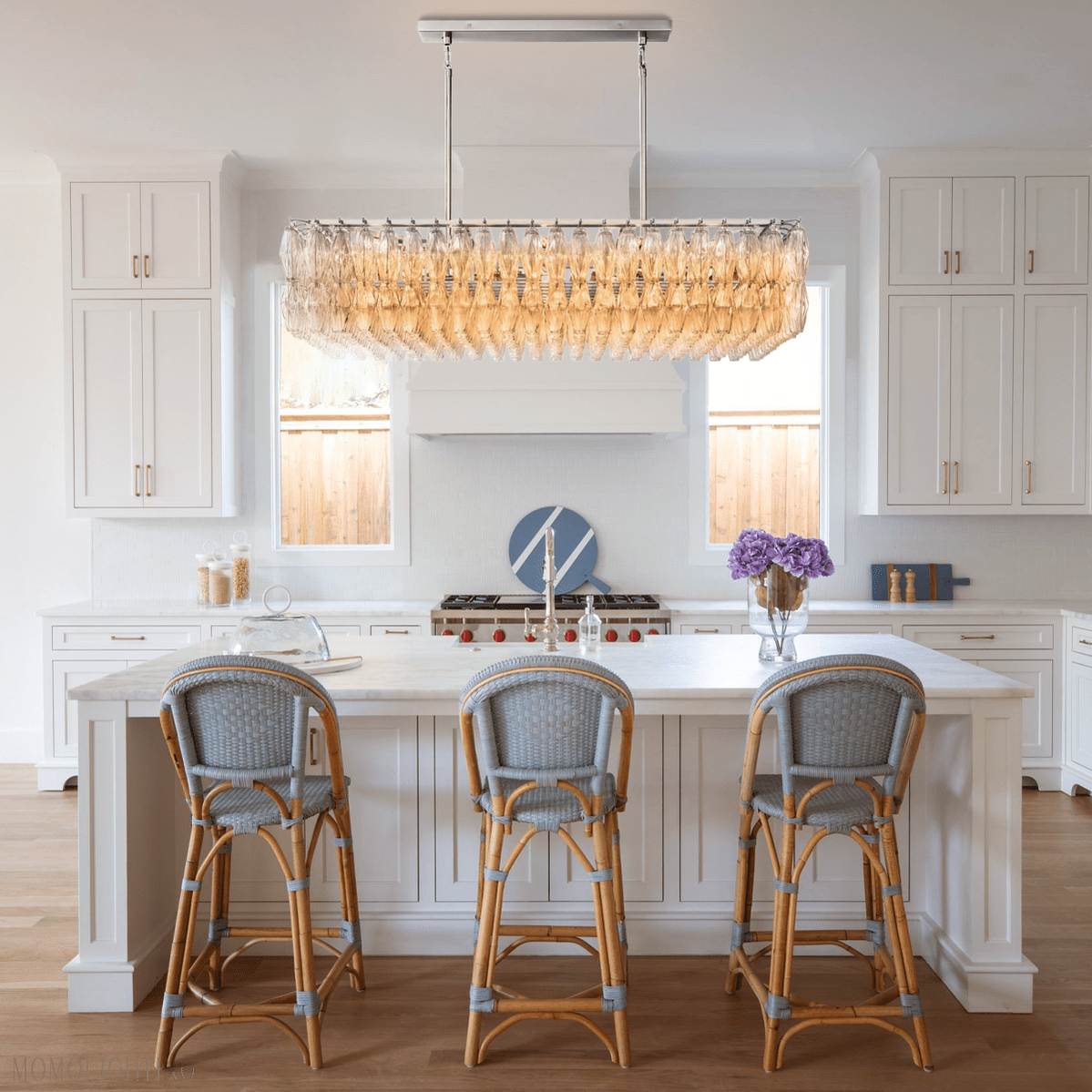 Chiara Glass Tiered Rectangular Chandelier 54"W-Nobipets
