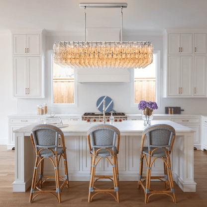 Chiara Glass Tiered Rectangular Chandelier 54"W-Nobipets