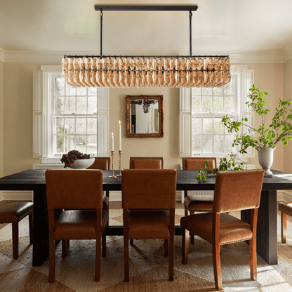 Chiara Glass Tiered Rectangular Chandelier 74"W-Nobipets