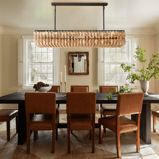 Chiara Glass Tiered Rectangular Chandelier 74"W-Nobipets