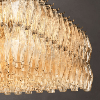 Chiara Glass Tiered Rectangular Chandelier 74"W-Nobipets