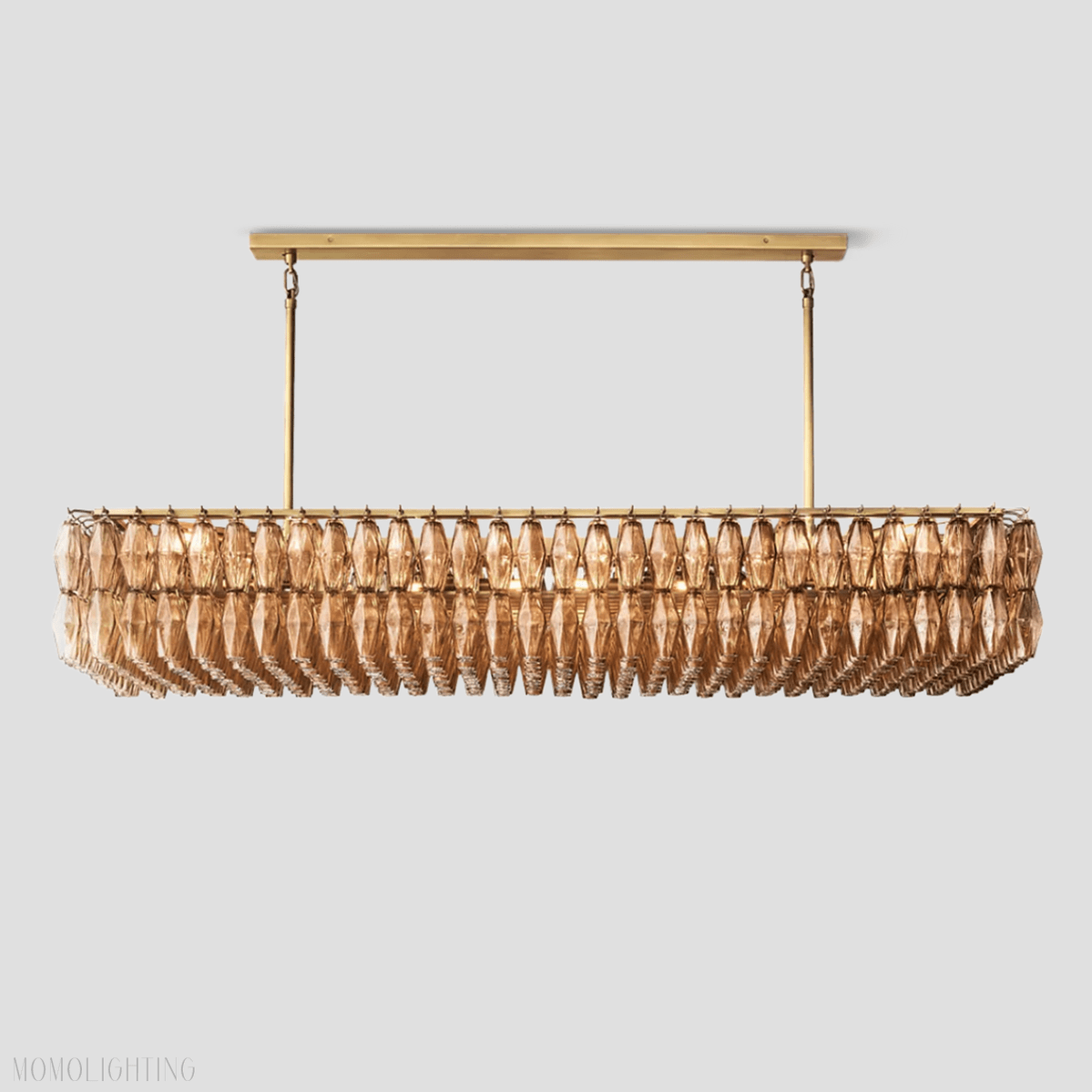Chiara Glass Tiered Rectangular Chandelier 74"W-Nobipets