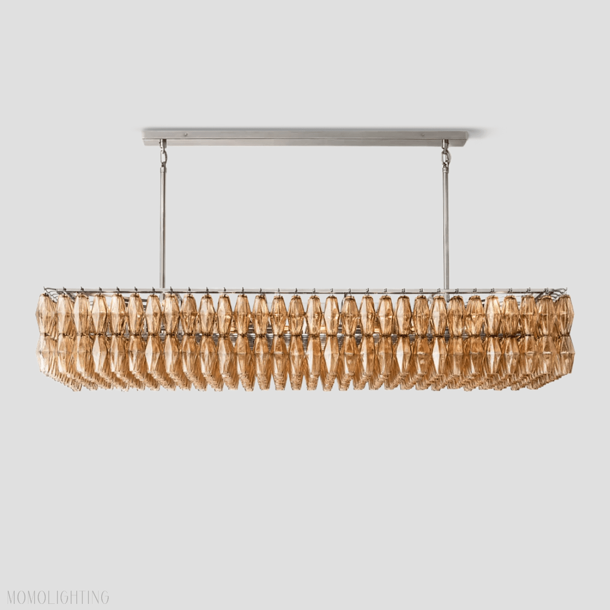 Chiara Glass Tiered Rectangular Chandelier 74"W-Nobipets