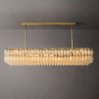 Chiara Glass Tiered Rectangular Chandelier 74"W-Nobipets