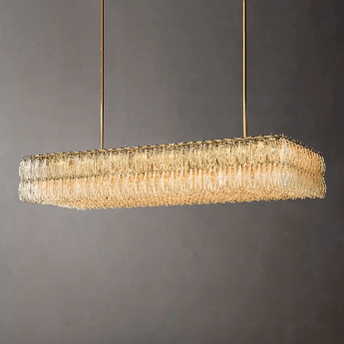 Chiara Glass Tiered Rectangular Chandelier 74"W-Nobipets