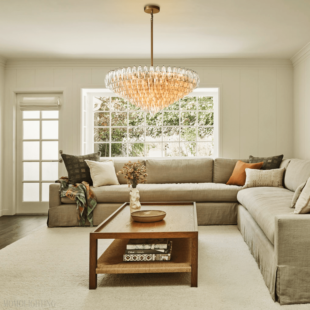 Chiara Glass Tiered Round Chandelier 47"-Nobipets