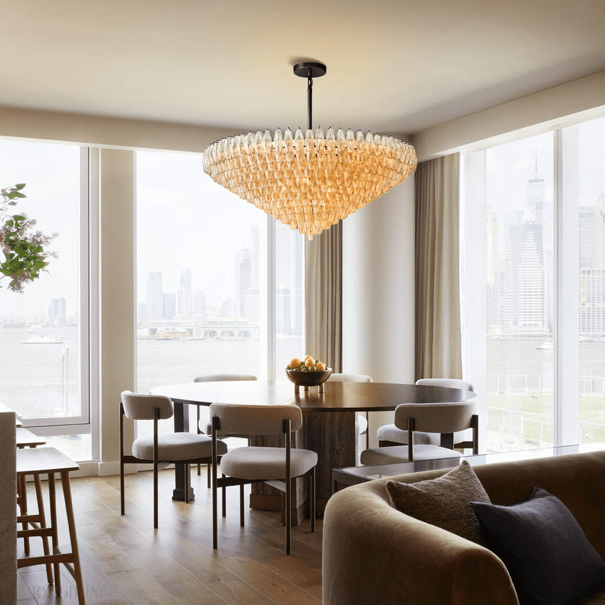 Chiara Glass Tiered Round Chandelier 61"-Nobipets