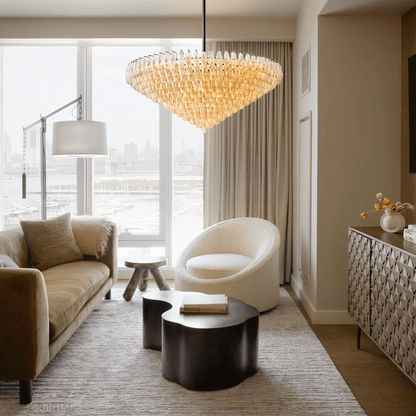 Chiara Glass Tiered Round Chandelier 61"-Nobipets