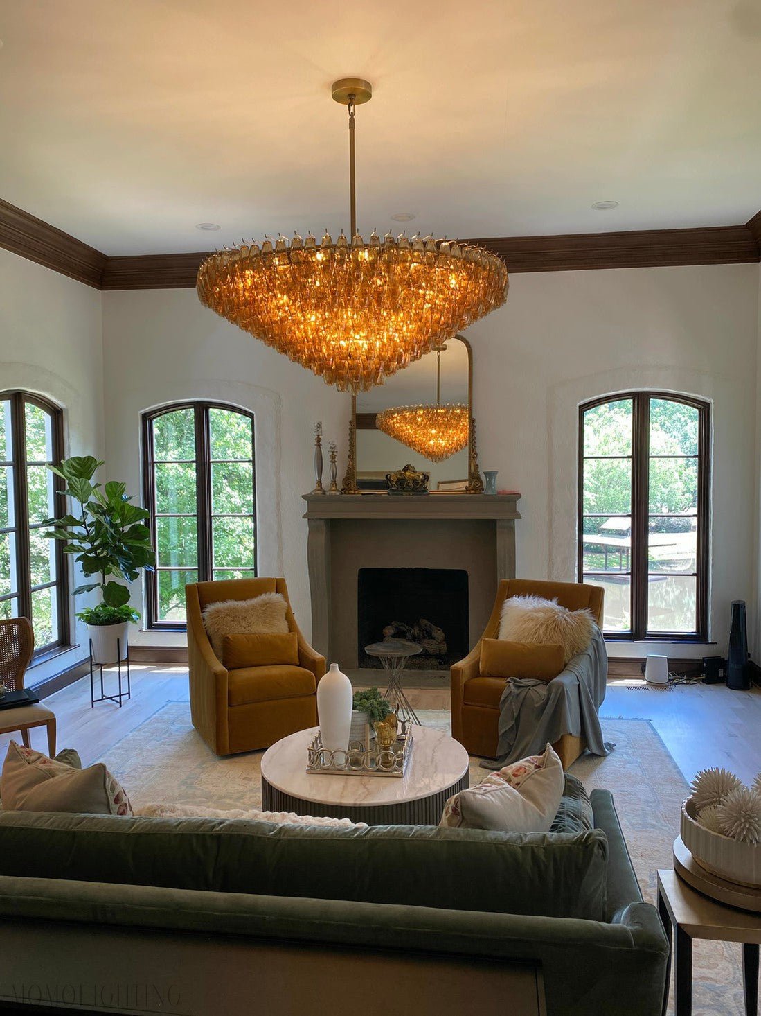 Chiara Glass Tiered Round Chandelier 61"-Nobipets