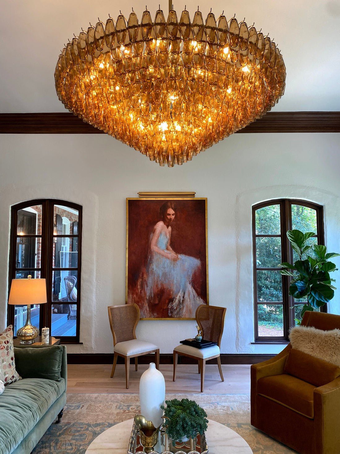Chiara Glass Tiered Round Chandelier 61"-Nobipets