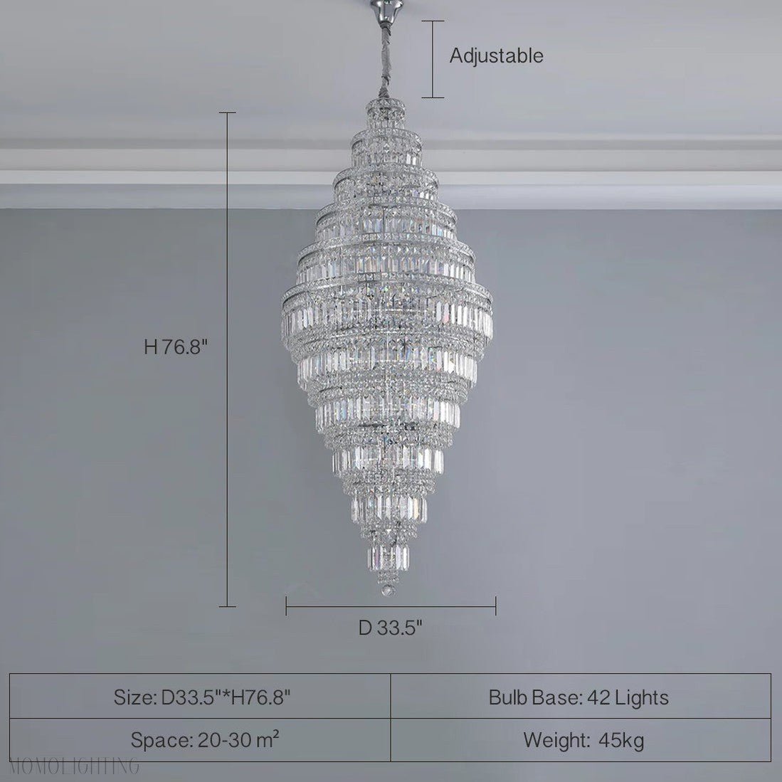 Chrome Extra Large Crystal Chandelier for Foyer Staircase Living Room Entrance Ceiling Light Fixture In Silver-Nobipets