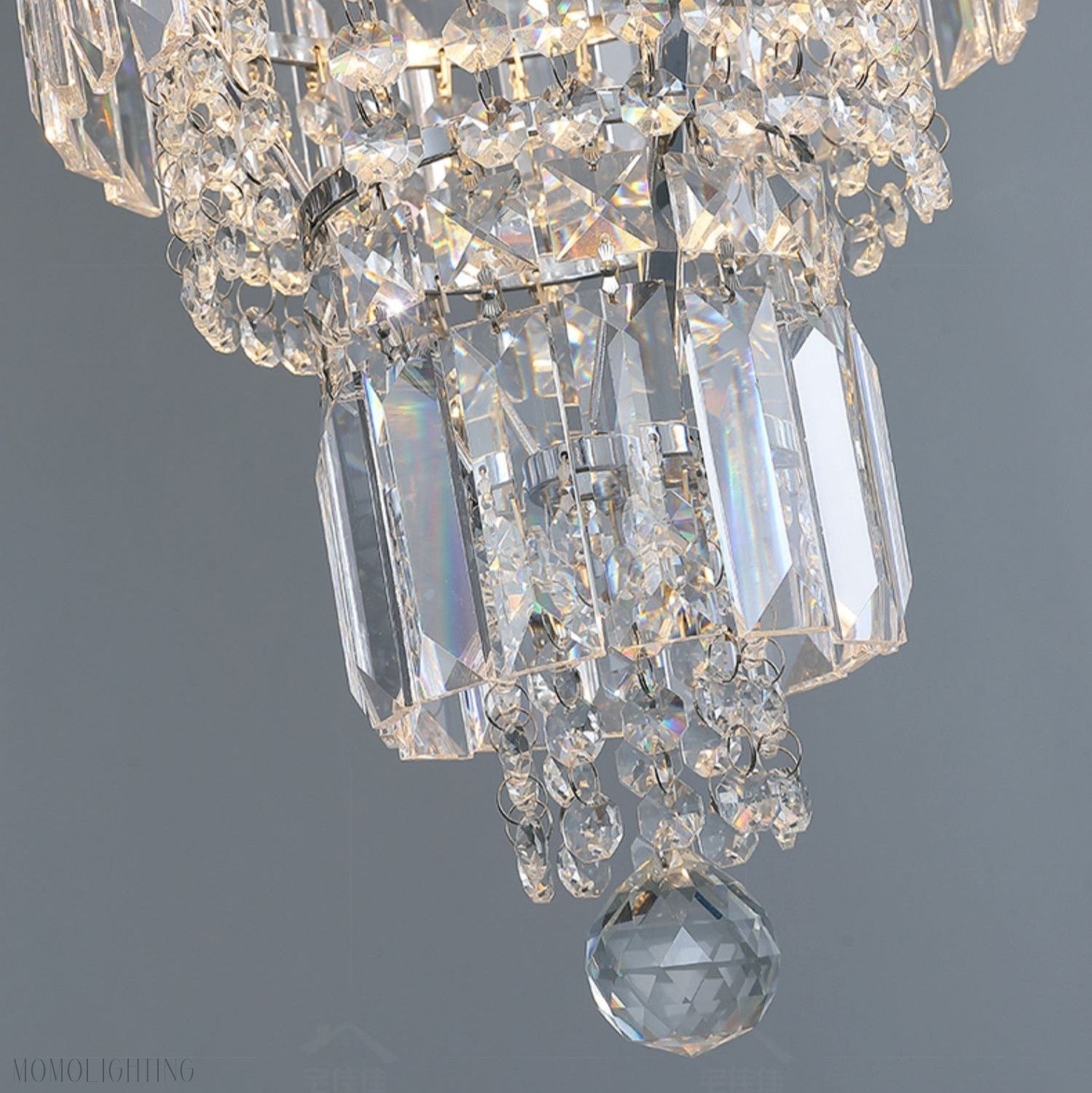 Chrome Extra Large Crystal Chandelier for Foyer Staircase Living Room Entrance Ceiling Light Fixture In Silver-Nobipets