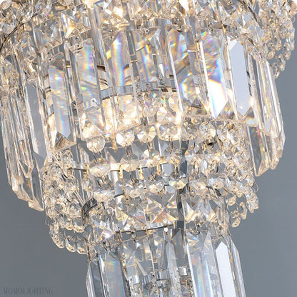 Chrome Extra Large Crystal Chandelier for Foyer Staircase Living Room Entrance Ceiling Light Fixture In Silver-Nobipets