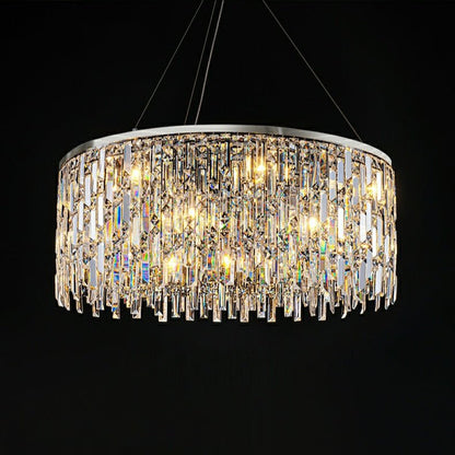 Chrome/ Silver Decorative Kitchen Island Lighting Crystal Rectangle Chandelier For Long Dining Table Round Pendant Light Fixture For Living Room-Nobipets
