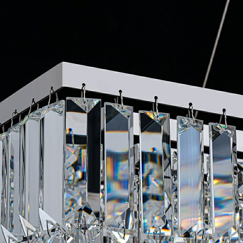 Chrome/ Silver Decorative Kitchen Island Lighting Crystal Rectangle Chandelier For Long Dining Table Round Pendant Light Fixture For Living Room-Nobipets