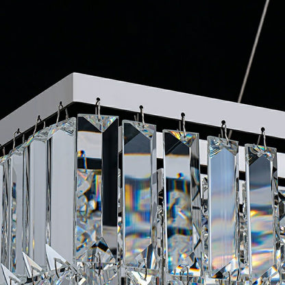 Chrome/ Silver Decorative Kitchen Island Lighting Crystal Rectangle Chandelier For Long Dining Table Round Pendant Light Fixture For Living Room-Nobipets