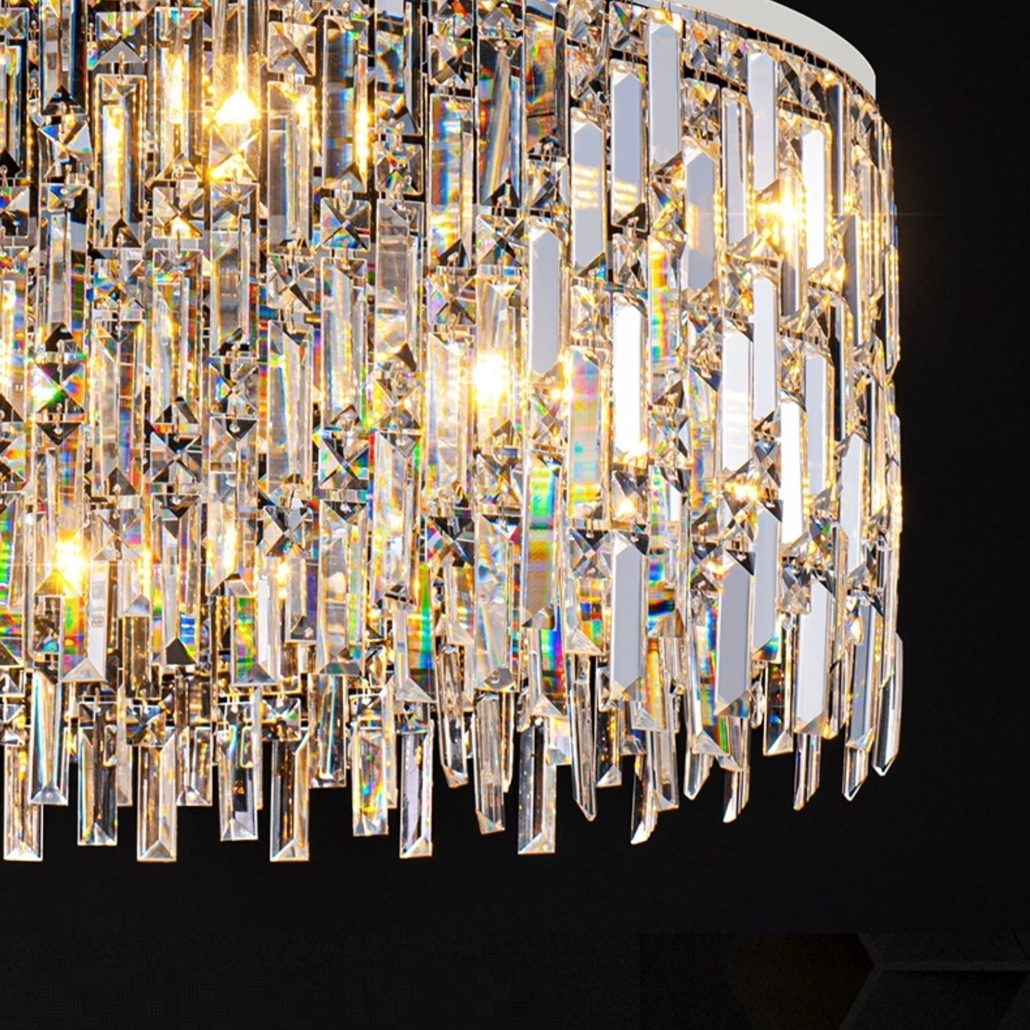 Chrome/ Silver Decorative Kitchen Island Lighting Crystal Rectangle Chandelier For Long Dining Table Round Pendant Light Fixture For Living Room-Nobipets