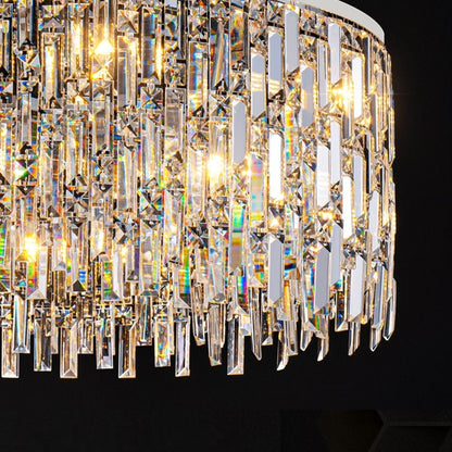 Chrome/ Silver Decorative Kitchen Island Lighting Crystal Rectangle Chandelier For Long Dining Table Round Pendant Light Fixture For Living Room-Nobipets