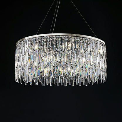 Chrome/ Silver Decorative Kitchen Island Lighting Crystal Rectangle Chandelier For Long Dining Table Round Pendant Light Fixture For Living Room-Nobipets