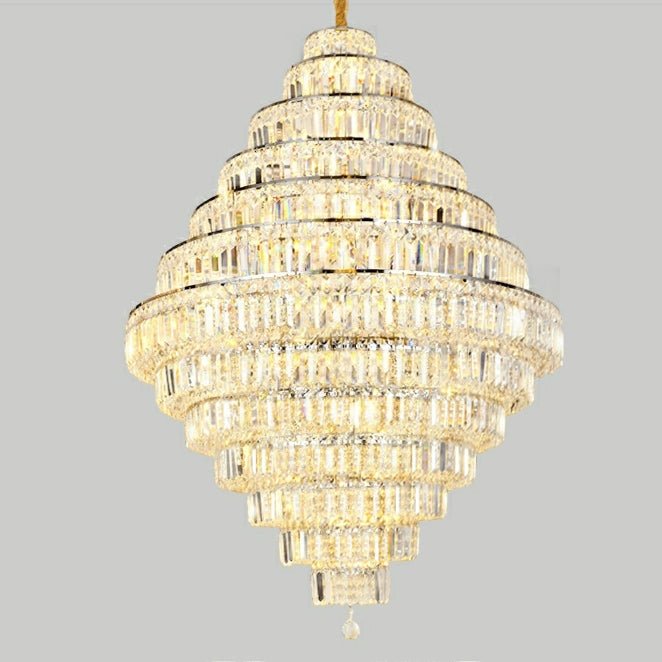 Chrome/ Silver/ Gold Extra Large Chandelier For Foyer Living Room Staircase Crystal Ceiling Lighting Fixture-Nobipets