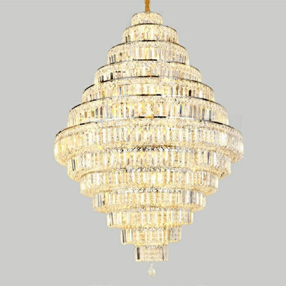 Chrome/ Silver/ Gold Extra Large Chandelier For Foyer Living Room Staircase Crystal Ceiling Lighting Fixture-Nobipets