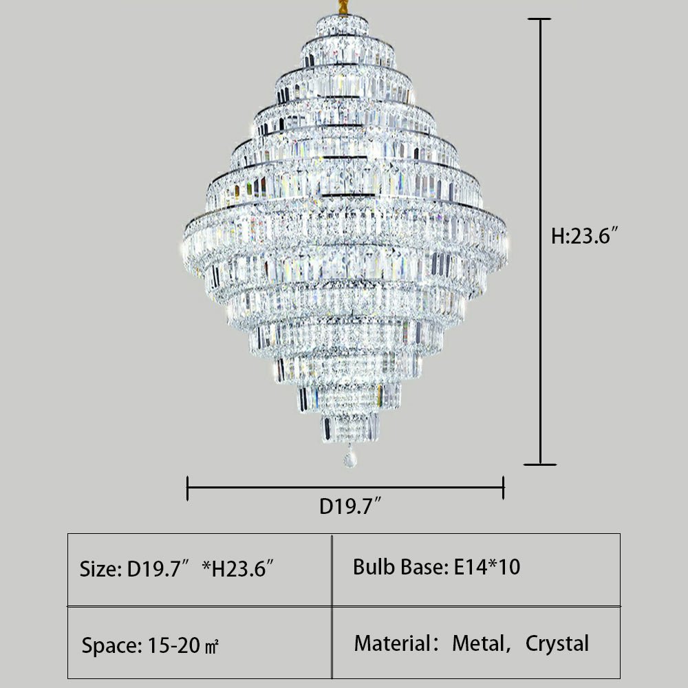 Chrome/ Silver/ Gold Extra Large Chandelier For Foyer Living Room Staircase Crystal Ceiling Lighting Fixture-Nobipets