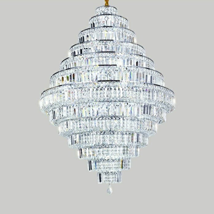 Chrome/ Silver/ Gold Extra Large Chandelier For Foyer Living Room Staircase Crystal Ceiling Lighting Fixture-Nobipets
