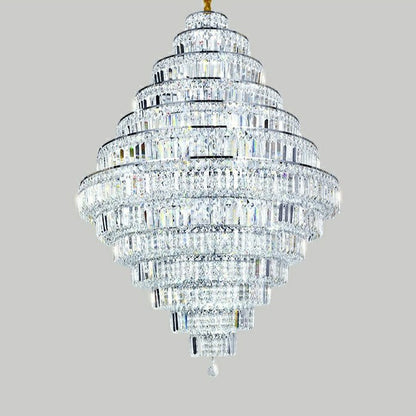 Chrome/ Silver/ Gold Extra Large Chandelier For Foyer Living Room Staircase Crystal Ceiling Lighting Fixture-Nobipets