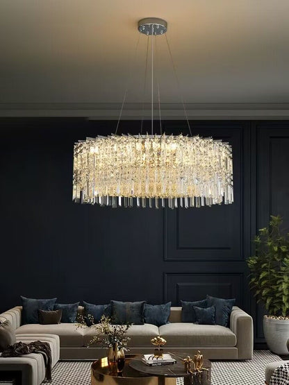 Chrome Silver Stylish Round Crystal Chandelier Modern Ceiling Pendant Light For Living Room/ Bedroom-Nobipets