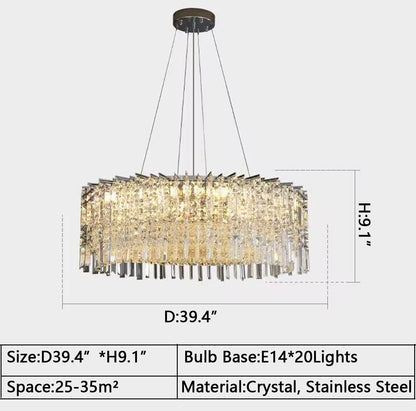 Chrome Silver Stylish Round Crystal Chandelier Modern Ceiling Pendant Light For Living Room/ Bedroom-Nobipets