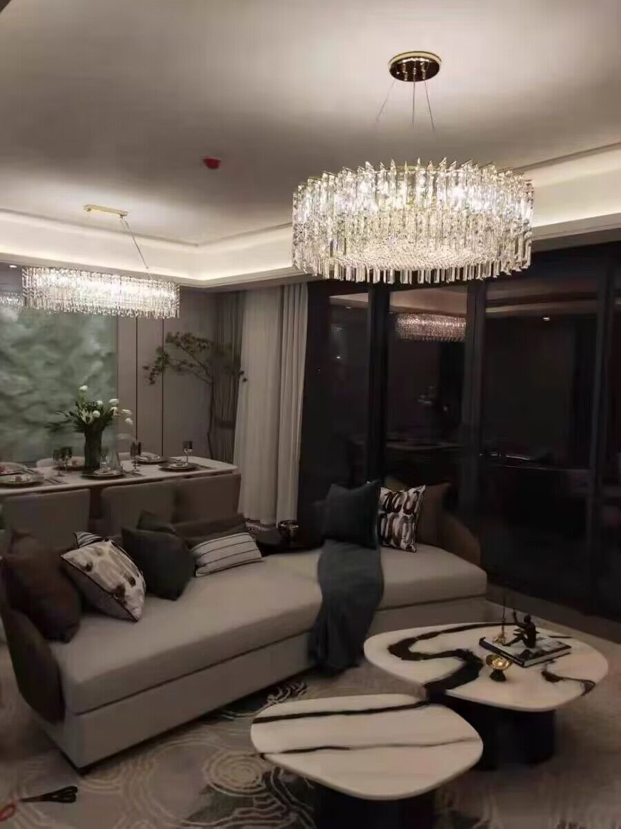 Chrome Silver Stylish Round Crystal Chandelier Modern Ceiling Pendant Light For Living Room/ Bedroom-Nobipets
