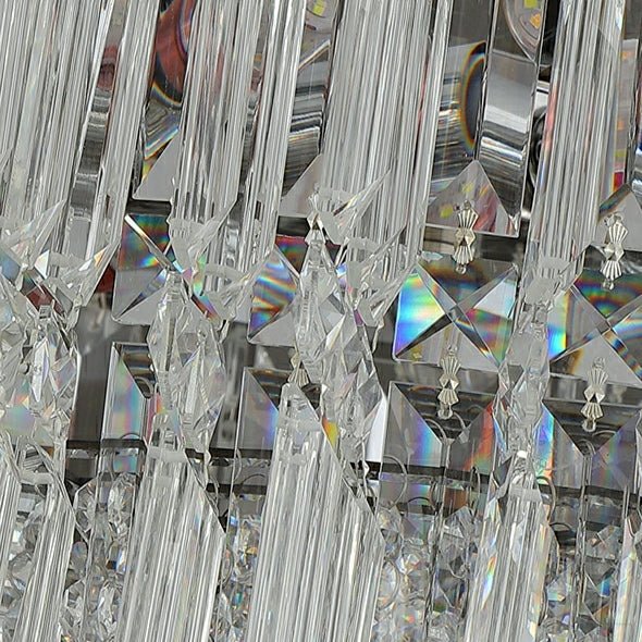 Chrome Silver Stylish Round Crystal Chandelier Modern Ceiling Pendant Light For Living Room/ Bedroom-Nobipets
