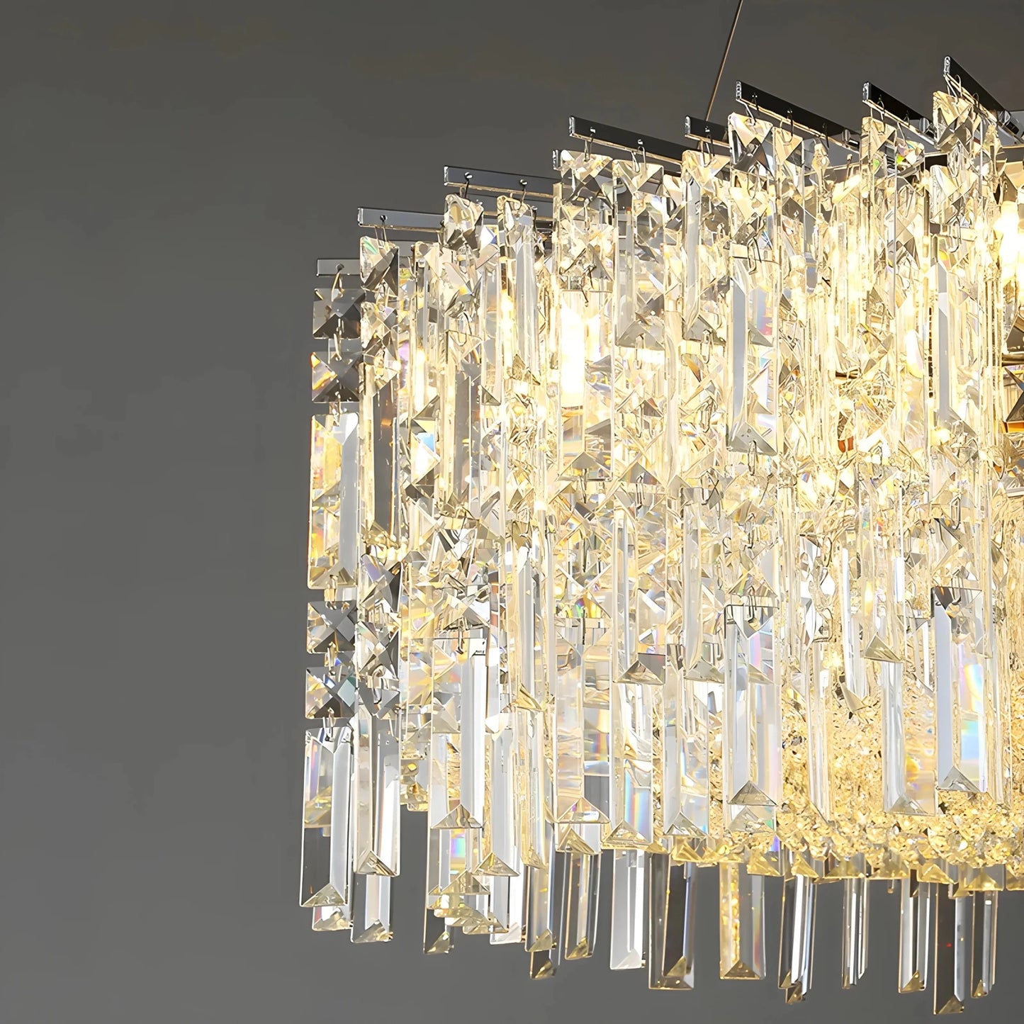Chrome Silver Stylish Round Crystal Chandelier Modern Ceiling Pendant Light For Living Room/ Bedroom-Nobipets