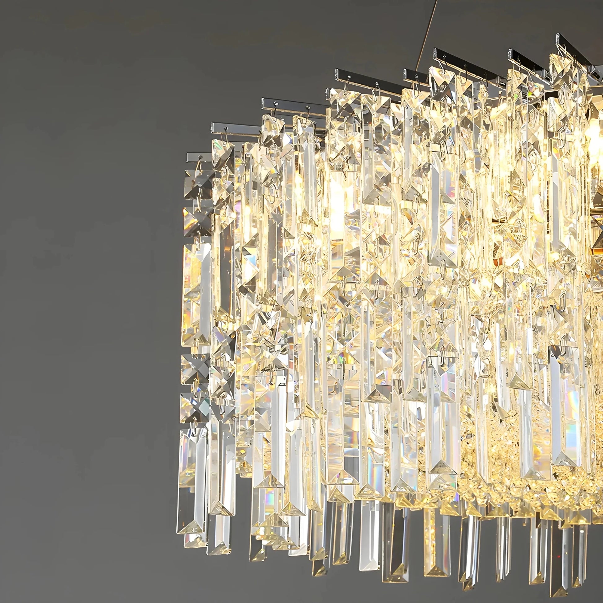 Chrome Silver Stylish Round Crystal Chandelier Modern Ceiling Pendant Light For Living Room/ Bedroom-Nobipets