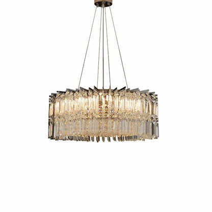 Chrome Silver Stylish Round Crystal Chandelier Modern Ceiling Pendant Light For Living Room/ Bedroom-Nobipets