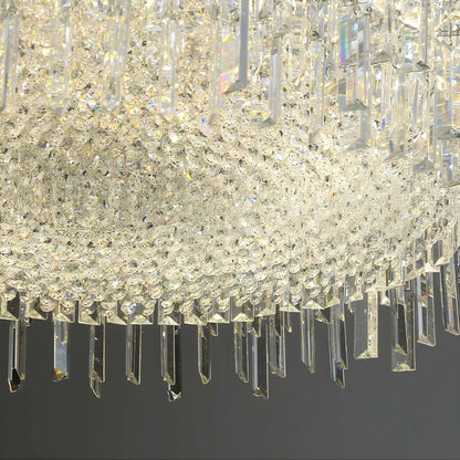 Chrome Silver Stylish Round Crystal Chandelier Modern Ceiling Pendant Light For Living Room/ Bedroom-Nobipets