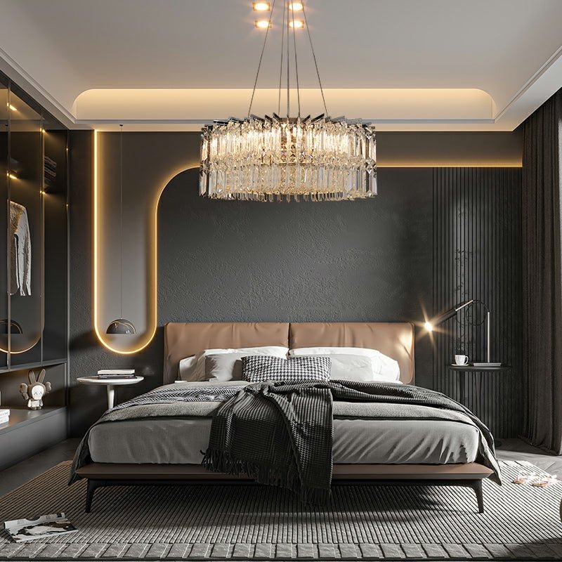 Chrome Silver Stylish Round Crystal Chandelier Modern Ceiling Pendant Light For Living Room/ Bedroom-Nobipets