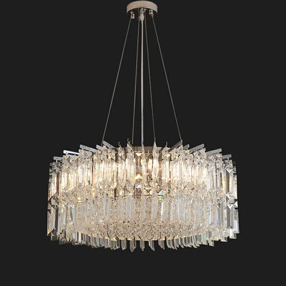 Chrome Silver Stylish Round Crystal Chandelier Modern Ceiling Pendant Light For Living Room/ Bedroom-Nobipets