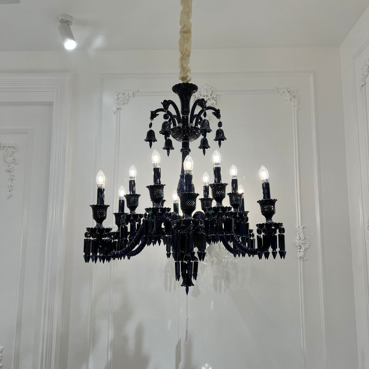 Classic Black Candle Style Chandelier Crystal Ceiling Pendant Lighting Fixture For Living/ Bedroom-Nobipets
