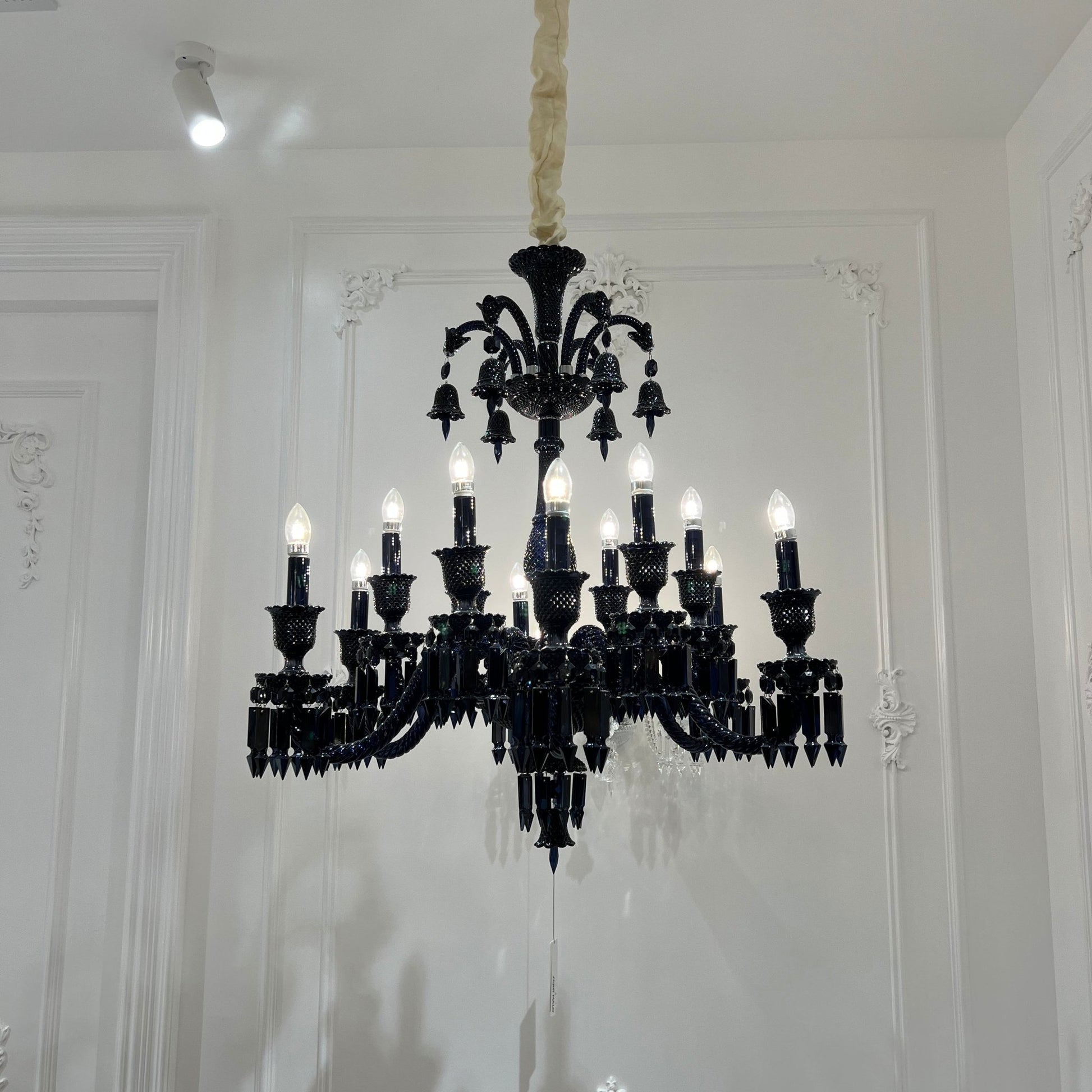 Classic Black Candle Style Chandelier Crystal Ceiling Pendant Lighting Fixture For Living/ Bedroom-Nobipets