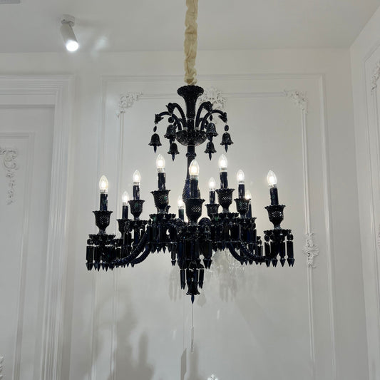 Classic Black Candle Style Chandelier Crystal Ceiling Pendant Lighting Fixture For Living/ Bedroom-Nobipets