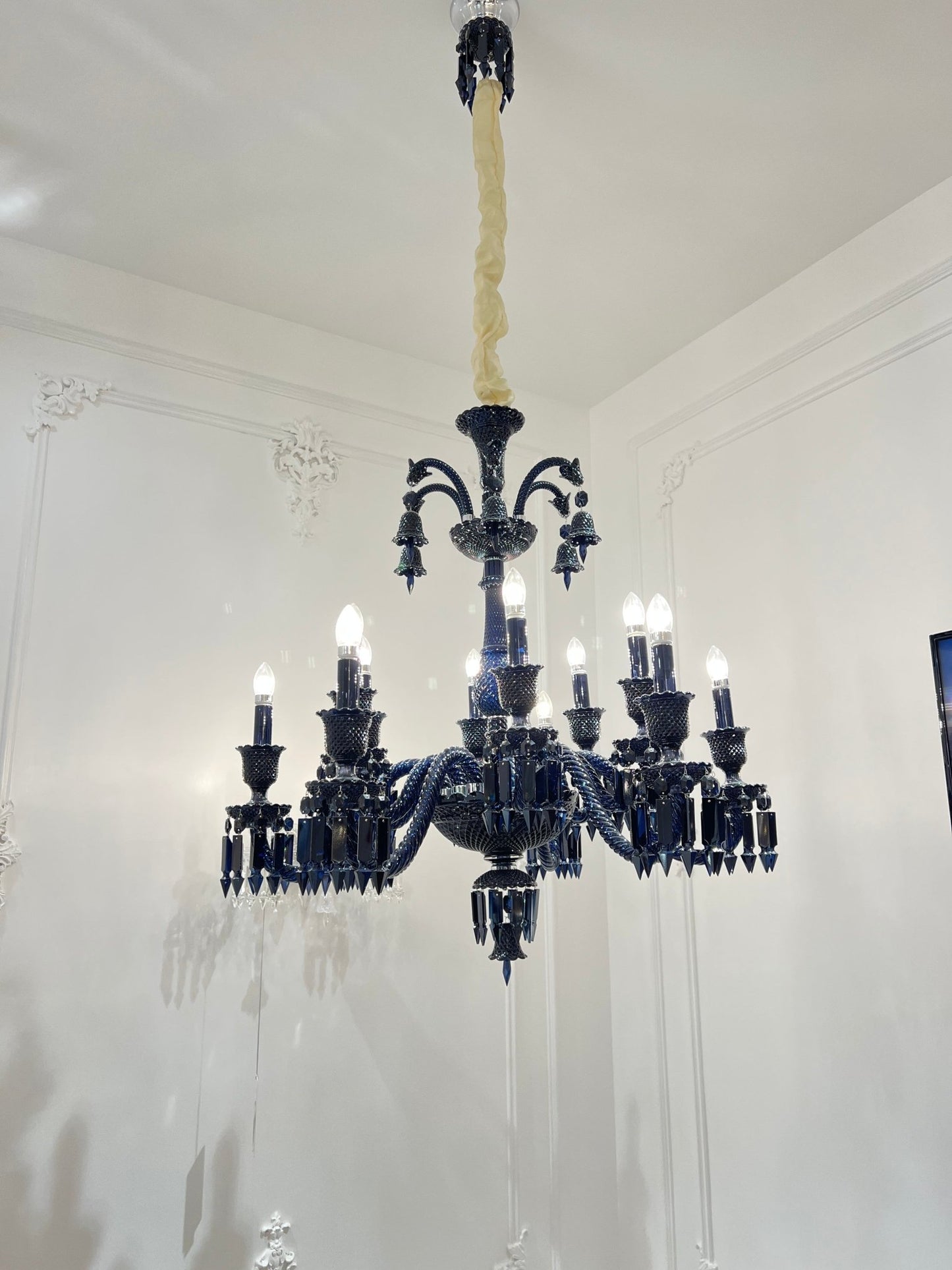 Classic Black Candle Style Chandelier Crystal Ceiling Pendant Lighting Fixture For Living/ Bedroom-Nobipets