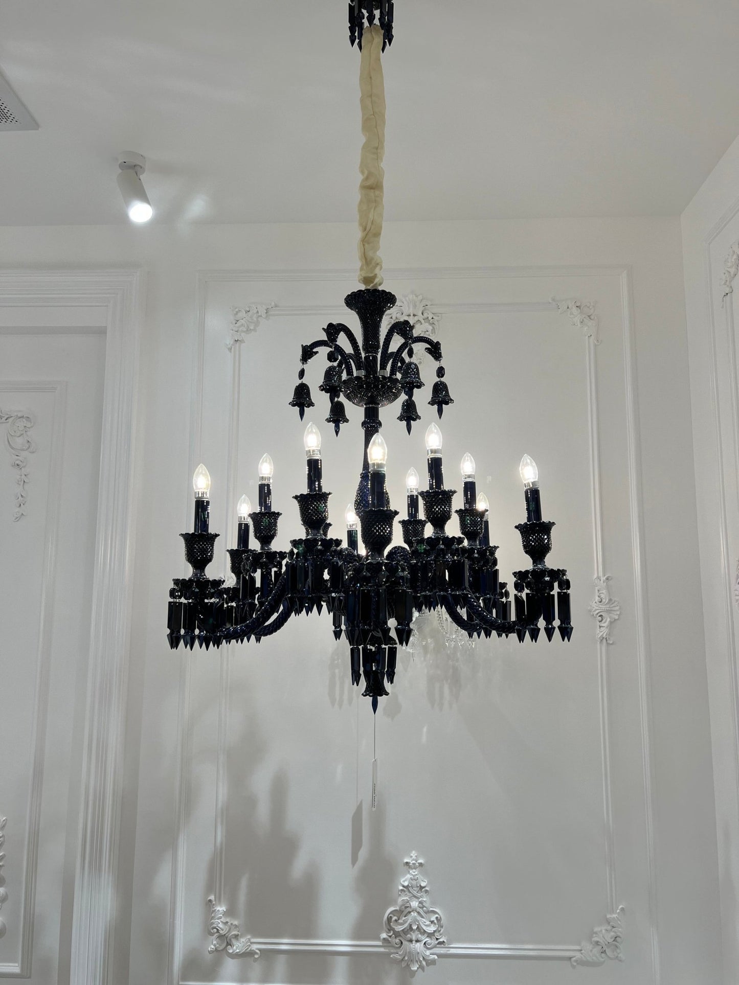 Classic Black Candle Style Chandelier Crystal Ceiling Pendant Lighting Fixture For Living/ Bedroom-Nobipets