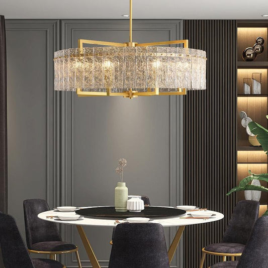 Classic Moire Crystal Round Chandelier-Nobipets