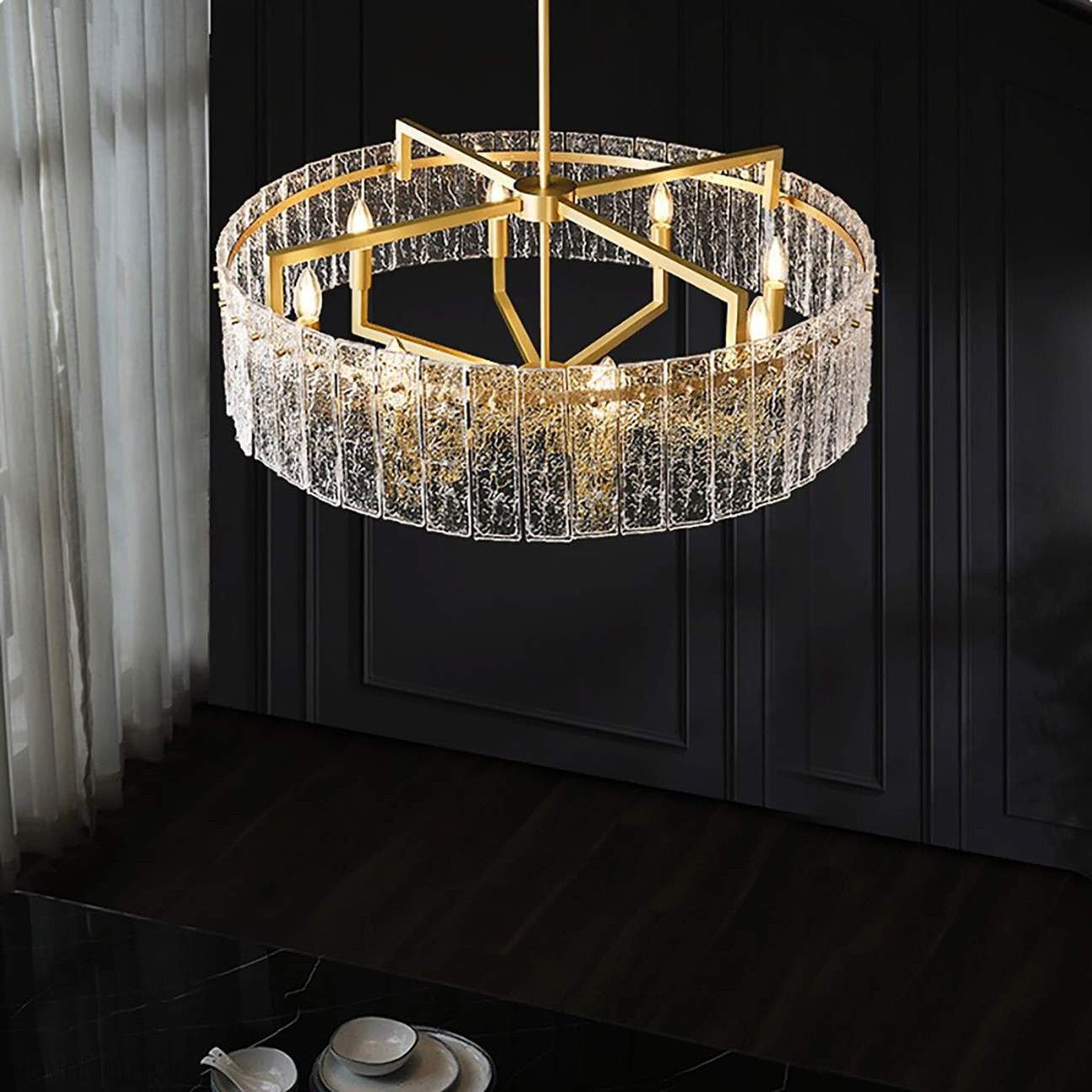 Classic Moire Crystal Round Chandelier-Nobipets