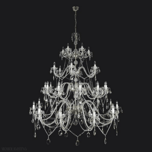 Classical Finesse 36 Crystal Glass Chandelier (Gold/Silver)-Nobipets