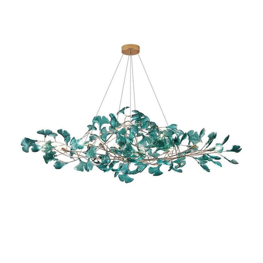 Colorful Glass Ginkgo Leaf Chandelier-Nobipets